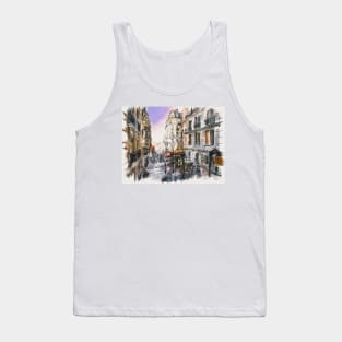 Montmartre View Paris Watercolor Cityscape Tank Top